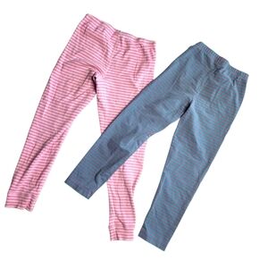 Hanna Andersson Striped Pink and Blue Kids Leggings Bundle Medium